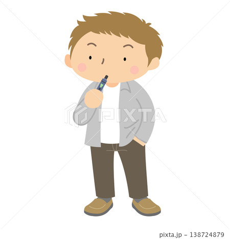 若い男性 電子タバコを吸う 立ち姿 イラスト 138724879