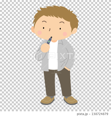 若い男性 電子タバコを吸う 立ち姿 イラスト 138724879