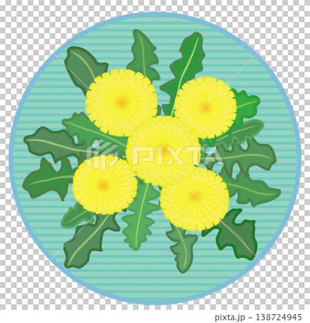 円形背景のついたタンポポのイラスト 138724945