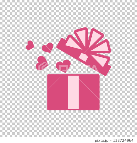 Gift box with a ribbon and popping out pink hearts 06 Gift box with a ribbon and popping out pink hearts 06 138724964