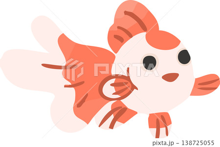 かわいい金魚のキャラクターイラスト フラットベクター｜夏祭り・金魚すくいに使える和風素材 138725055