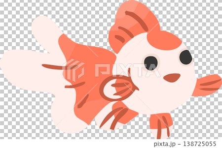かわいい金魚のキャラクターイラスト フラットベクター｜夏祭り・金魚すくいに使える和風素材 138725055