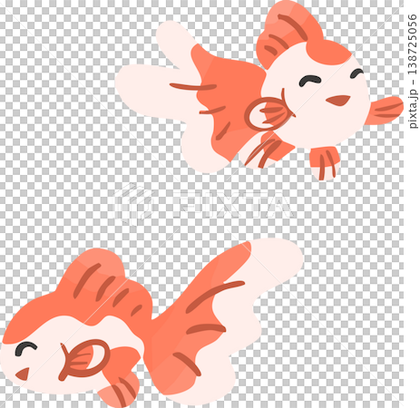 かわいい金魚のキャラクターイラスト フラットベクター｜夏祭り・金魚すくいに使える和風素材 138725056