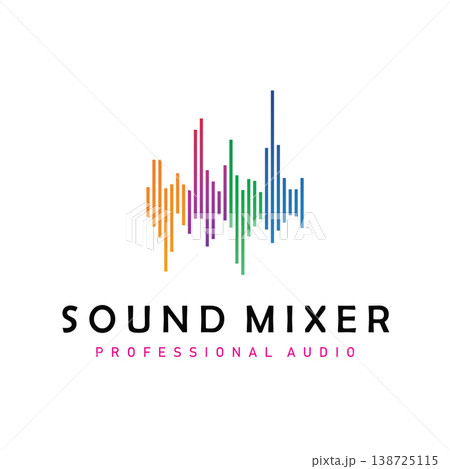 Clean and simple audio logo with equalizer concept for modern music identity. Clean and simple audio logo with equalizer concept for modern music identity. 138725115