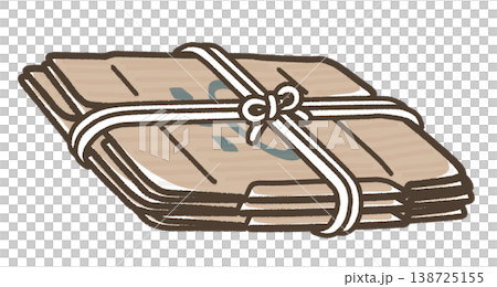 Cardboard boxes tied together with string 138725155