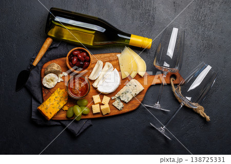 Cheese board with olives and honey Cheese board with olives and honey 138725331