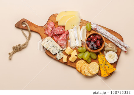 Antipasto platter with cheese and meats Antipasto platter with cheese and meats 138725332