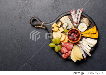 Cheese and meat assortment for wine Cheese and meat assortment for wine 138725334