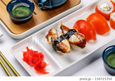 Sushi set with tea and small teapot 138725350