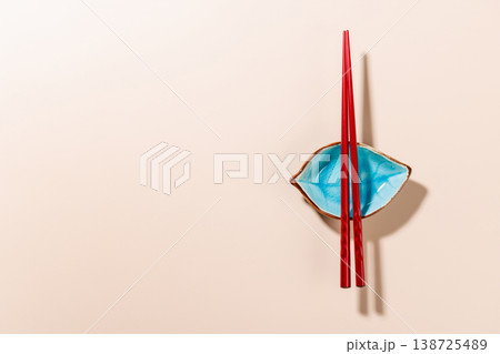 Minimal Chopsticks on Beige Background with Copy Space Minimal Chopsticks on Beige Background with Copy Space 138725489