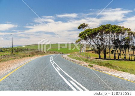 Asphalt road in South Africa surrounded by fields Asphalt road in South Africa surrounded by fields 138725553
