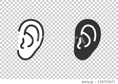 Simple illustration icon of a human ear, line art/silhouette. Simple illustration icon of a human ear, line art/silhouette. 138725671