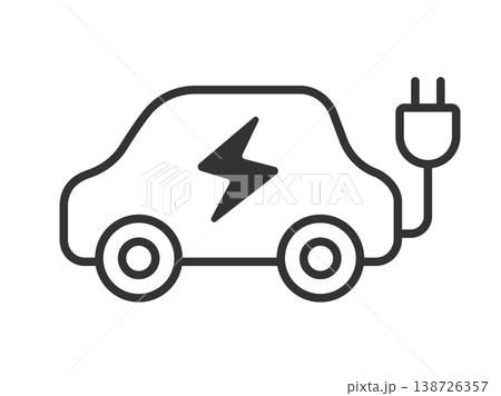 電気自動車のアイコン(線画)のイラスト 電気自動車のアイコン(線画)のイラスト 138726357