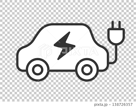 電気自動車のアイコン(線画)のイラスト 電気自動車のアイコン(線画)のイラスト 138726357