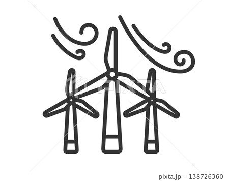 風力発電のアイコン（線画）のイラスト 138726360