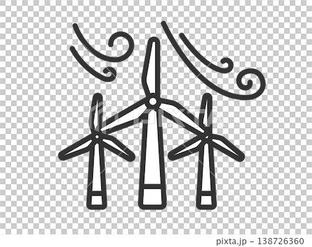風力発電のアイコン（線画）のイラスト 138726360