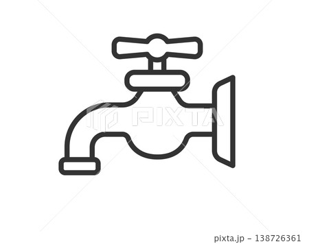 水道の蛇口のアイコン（線画）のイラスト 138726361