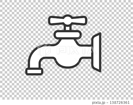水道の蛇口のアイコン（線画）のイラスト 138726361