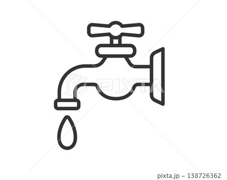 蛇口から出る、水のアイコン（線画）のイラスト 138726362