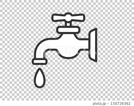 蛇口から出る、水のアイコン（線画）のイラスト 138726362