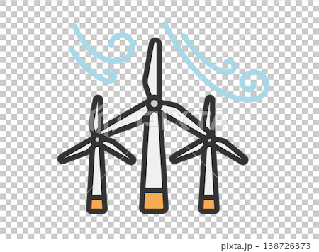 Wind power generation icon (line drawing, color) illustration Wind power generation icon (line drawing, color) illustration 138726373