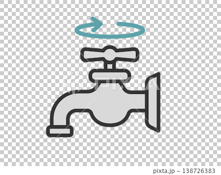 蛇口を締める、節水のアイコン（線画カラー）のイラスト 138726383