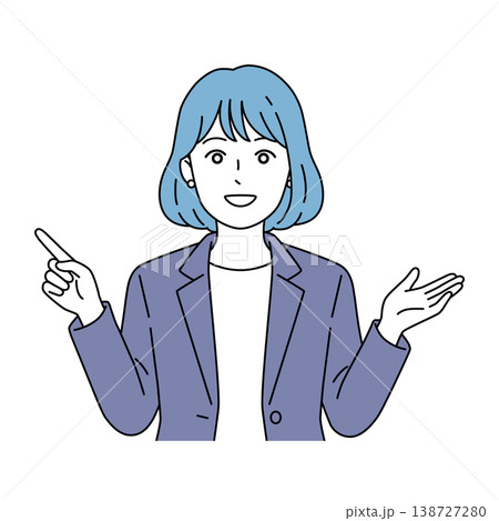 指を立てて説明する女性ビジネスパーソンのベクターイラスト 指を立てて説明する女性ビジネスパーソンのベクターイラスト 138727280