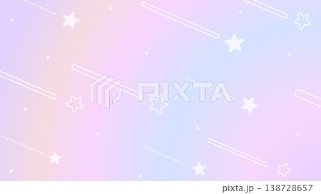 パステルカラーのカラフルなグラデーション背景とポップかわいい流れ星 138728657