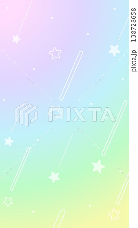 パステルカラーのカラフルなグラデーション背景とポップかわいい流れ星 パステルカラーのカラフルなグラデーション背景とポップかわいい流れ星 138728658