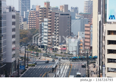 広島駅ビルの屋上から望む広島駅前の街並み 広島駅ビルの屋上から望む広島駅前の街並み 138728793