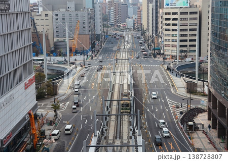 広島駅ビルの屋上から望む広島駅前の街並み 広島駅ビルの屋上から望む広島駅前の街並み 138728807