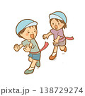 幼稚園・保育園パンフレット用素材　くすみカラーでおしゃれなしっぽとりゲーム　園だより・運動会挿絵 138729274