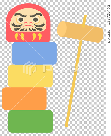 Simple Daruma Otoshi (Japanese stacking game) illustration vector material 138729452