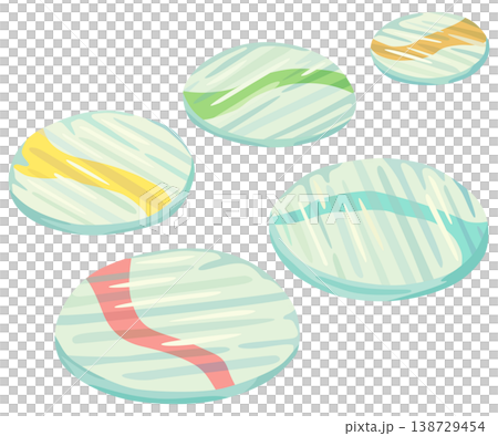 散らばったおはじきのイラスト ベクター素材 138729454