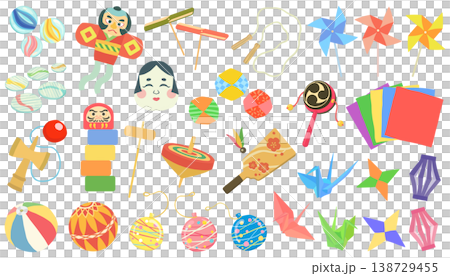 Vintage toy illustration set (Showa era) vector material 138729455