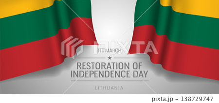 Lithuania happy restoration of independence day greeting card, banner with template text vector illustration 138729747
