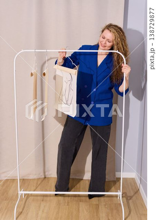 Caucasian female artist creating style illustrations in studio Caucasian female artist creating style illustrations in studio 138729877
