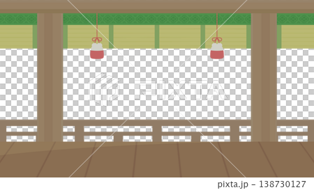 A background illustration of a Shinden-zukuri style building, viewed from inside the building looking outwards_Old_16:9 138730127
