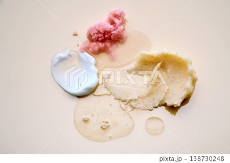 Cosmetic product textures showcasing beauty and skincare innovations Cosmetic product textures showcasing beauty and skincare innovations 138730248