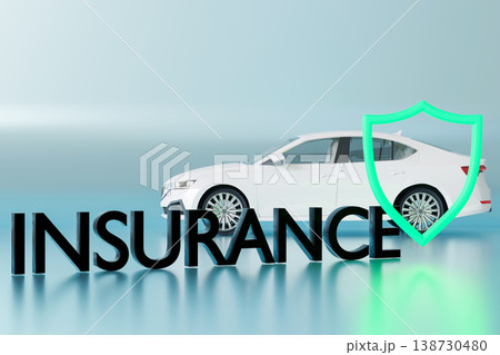 A car stands next to the word insurance while a shield symbol highlights protection. This scene represents a digital view of car insurance importance in today's world A car stands next to the word insurance while a shield symbol highlights protection. This scene represents a digital view of car insurance importance in today's world 138730480