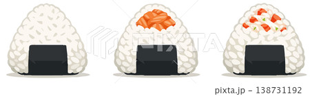 Assorted Japanese Onigiri with Nori Assorted Japanese Onigiri with Nori 138731192