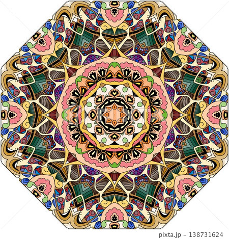 Colorful cute Mandalas. Decorative unusual round ornaments. 138731624
