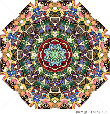 Colorful cute Mandalas. Decorative unusual round ornaments. Colorful cute Mandalas. Decorative unusual round ornaments. 138731626