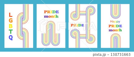 Happy Pride month poster background vector set. LGBTQ community symbol with rainbow, pride flag, heart. Design for celebration, bisexual, transgender, gender equality, rights, ads. Happy Pride month poster background vector set. LGBTQ community symbol with rainbow, pride flag, heart. Design for celebration, bisexual, transgender, gender equality, rights, ads. 138731663