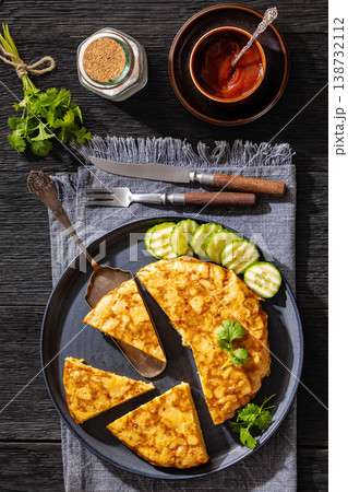 Spanish potato omelette, tortilla on a plate Spanish potato omelette, tortilla on a plate 138732112