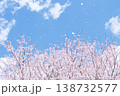 爽やかな春の青空に桜吹雪が舞う風景 138732577