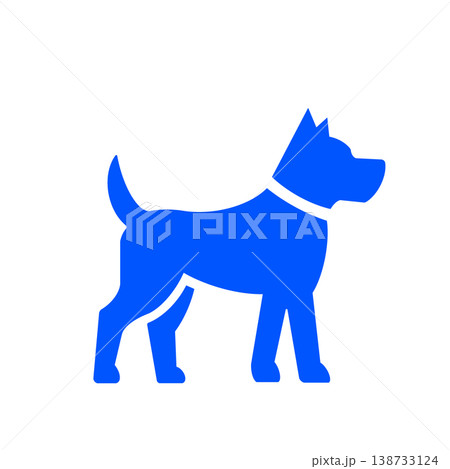 横向きに立つ犬のシンプルシルエットアイコン（青） 138733124