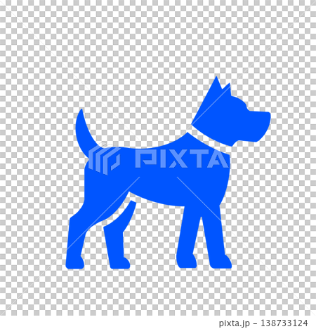 横向きに立つ犬のシンプルシルエットアイコン（青） 138733124