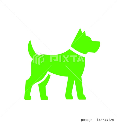 横向きに立つ犬のシンプルシルエットアイコン(緑) 横向きに立つ犬のシンプルシルエットアイコン(緑) 138733126