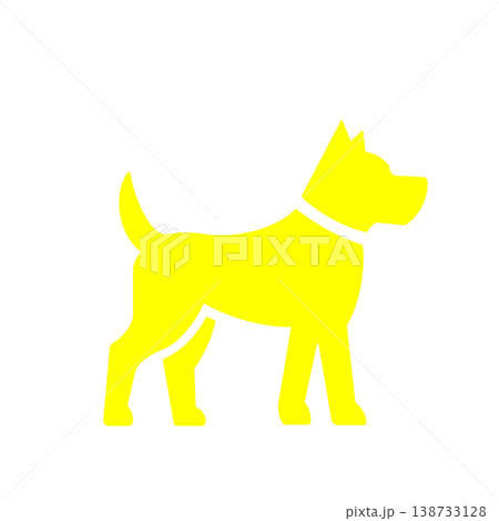 横向きに立つ犬のシンプルシルエットアイコン(黄色) 横向きに立つ犬のシンプルシルエットアイコン(黄色) 138733128